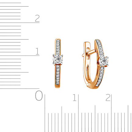 Серьги с английским замком из красного золота с бриллиантами