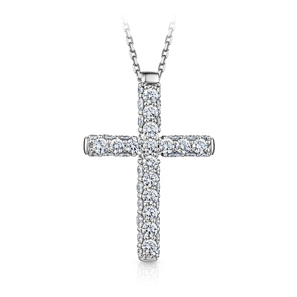 Колье из белого золота с бриллиантами, плетение якорное