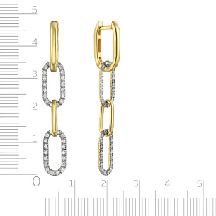 Серьги с английским замком из желтого золота с бриллиантами