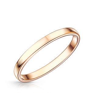 Кольцо обручальное гладкое из красного золота