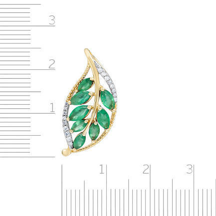 Подвеска из желтого золота с бриллиантами, изумрудами