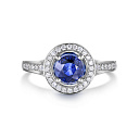 Кольцо из белого золота с бриллиантами, танзанитом