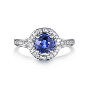 Кольцо из белого золота с бриллиантами, танзанитом