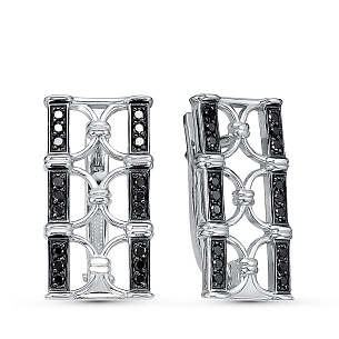 Серьги с английским замком из белого золота с бриллиантами