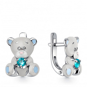 Серьги с английским замком из серебра с эмалью