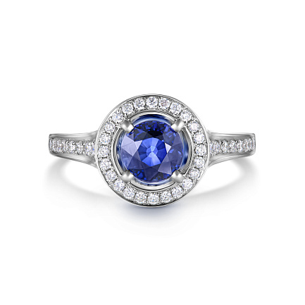 Кольцо из белого золота с бриллиантами, танзанитом