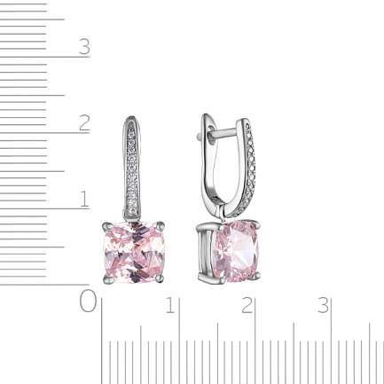 Серьги из серебра с позолотой, фианитом