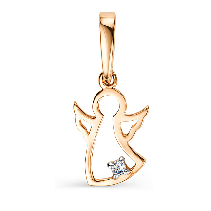 Подвеска из красного золота с бриллиантом