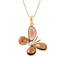 Подвеска из желтого золота с бриллиантами, раухтопазами