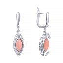 Серьги с английским замком из серебра с опалом