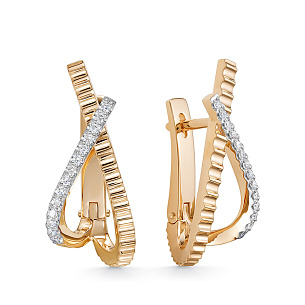 Серьги из красного золота с бриллиантом