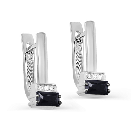 Серьги с английским замком из белого золота с бриллиантами