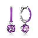 Серьги с английским замком из серебра с аметистом
