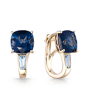 Серьги с английским замком из желтого золота с топазами