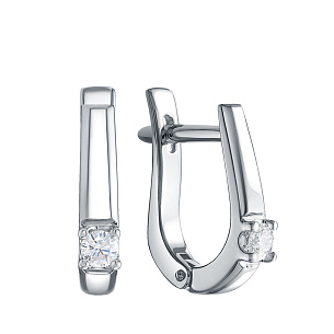 Серьги из белого золота с бриллиантом