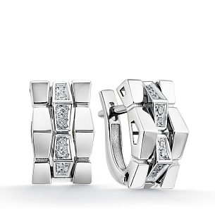 Серьги из белого золота с бриллиантом