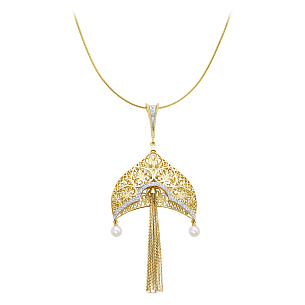 Колье из желтого золота с жемчугом