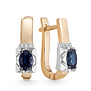 Серьги из красного золота с бриллиантами, сапфирами