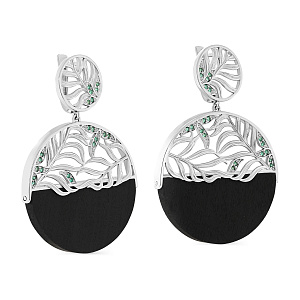 Серьги с английским замком из серебра с фианитами