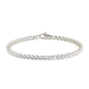 Теннисный браслет из белого золота с фианитами