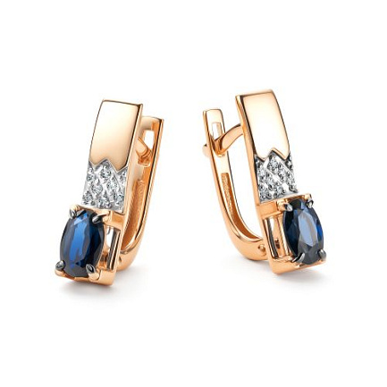Серьги с английским замком из красного золота с бриллиантами