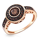 Кольцо из красного золота с раухтопазом, фианитом