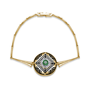 Браслет из красного золота с изумрудом