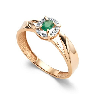 Кольцо из красного золота с бриллиантом