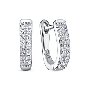 Серьги с английским замком из серебра с фианитами