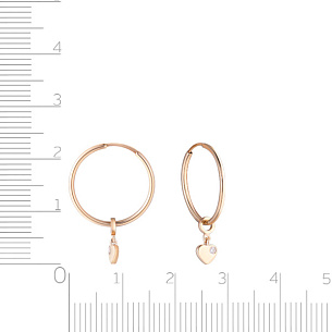 Серьги детские из красного золота с фианитом