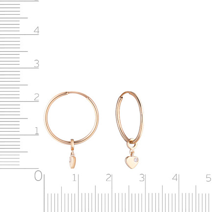Серьги детские из красного золота с фианитом