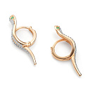 Серьги из красного золота с бриллиантами, изумрудами