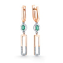 Серьги из красного золота с бриллиантами, изумрудами