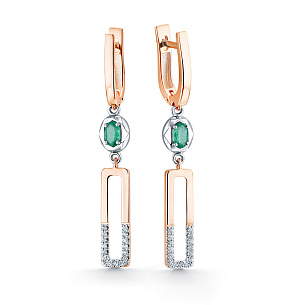 Серьги из красного золота с изумрудом