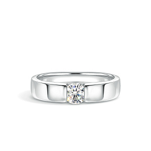 Кольцо обручальное из белого золота с бриллиантом