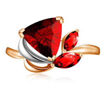 Кольцо из красного золота с гранатом