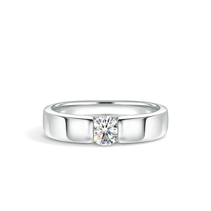 Кольцо обручальное из белого золота с бриллиантом