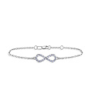 Браслет декоративный из белого золота с фианитом, плетение якорное