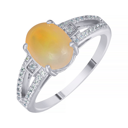 Кольцо из серебра с опалом, фианитом