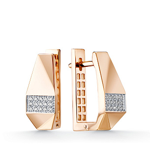 Серьги из красного золота с бриллиантом