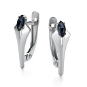 Серьги с английским замком из белого золота с сапфирами