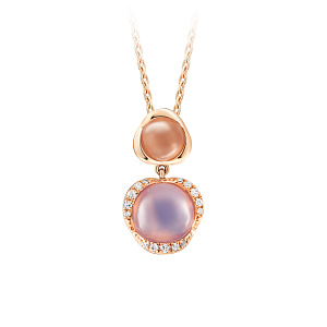 Колье из красного золота с аметистом, бриллиантами, плетение якорное