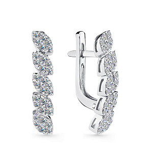 Серьги с английским замком из белого золота с бриллиантами