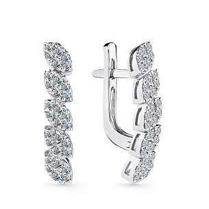 Серьги с английским замком из белого золота с бриллиантом