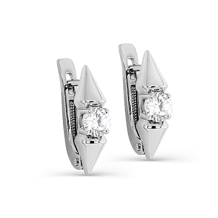 Серьги с английским замком из серебра с фианитами