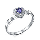 Кольцо из белого золота с бриллиантами, танзанитом