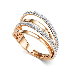 Кольцо из красного золота с бриллиантом