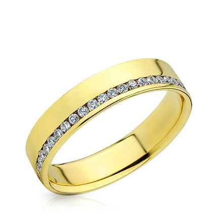 Кольцо обручальное из желтого золота с бриллиантами