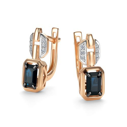 Серьги с английским замком из красного золота с бриллиантами