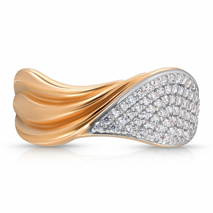 Кольцо из красного золота с фианитом